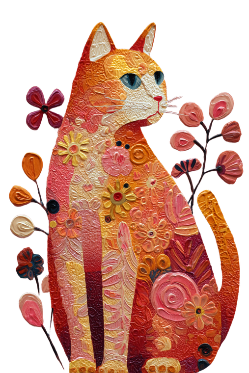 Folk Art Cat V7 Vinyl Car Decal Sticker – Waterproof & UV-Resistant 8.96"