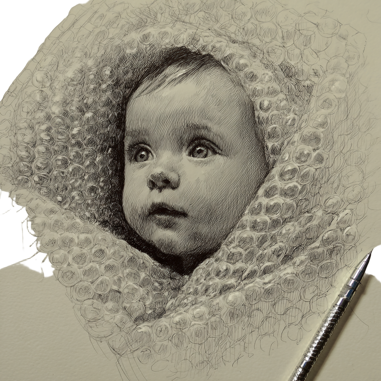 Baby In Bubble Wrap Vinyl Car Decal Sticker – Waterproof & UV-Resistant 3.4133333333333336"