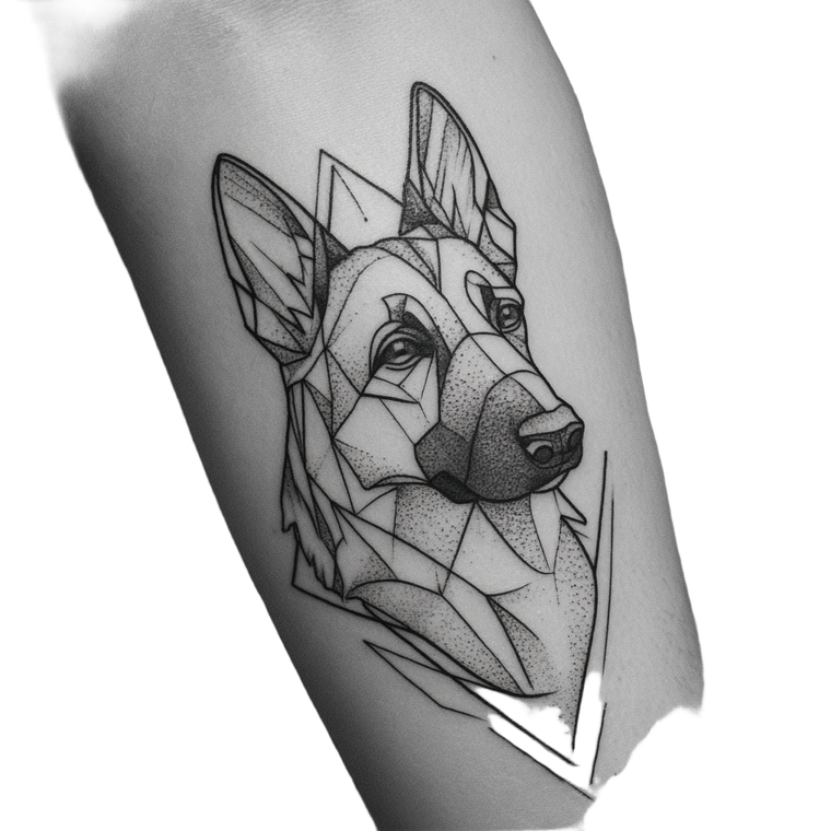German Shepherd Tattoo V3 Vinyl Car Decal Sticker – Waterproof & UV-Resistant 3.4133333333333336"