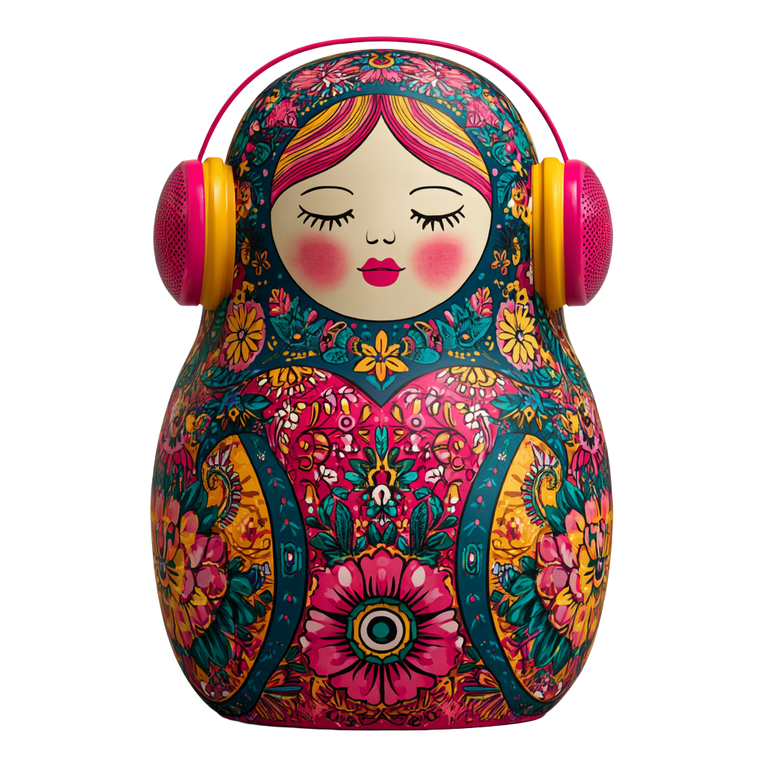 Matryoshka With Headphones Vinyl Car Decal Sticker – Waterproof & UV-Resistant 6.826666666666667"