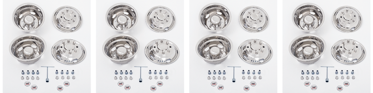 4x Upgrade your GMC Sierra 3500 HD | Chevy Silverado 3500 HD with 17 Inch Wheel Simulator Set | Polished Stainless Steel