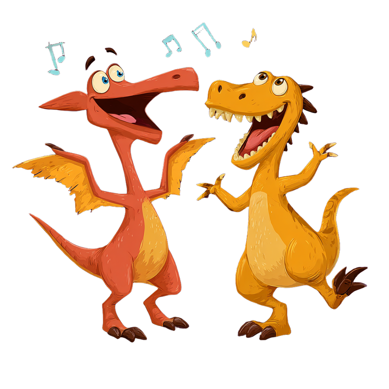 Dancing Dinosaur Duo Vinyl Car Decal Sticker – Waterproof & UV-Resistant 3.4133333333333336"