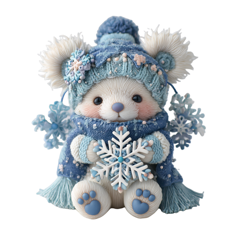 Blue Snowflake Bear Vinyl Car Decal Sticker – Waterproof & UV-Resistant 3.4133333333333336"