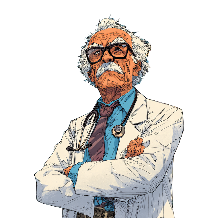Elderly Comic Doctor Vinyl Car Decal Sticker – Waterproof & UV-Resistant 3.4133333333333336"