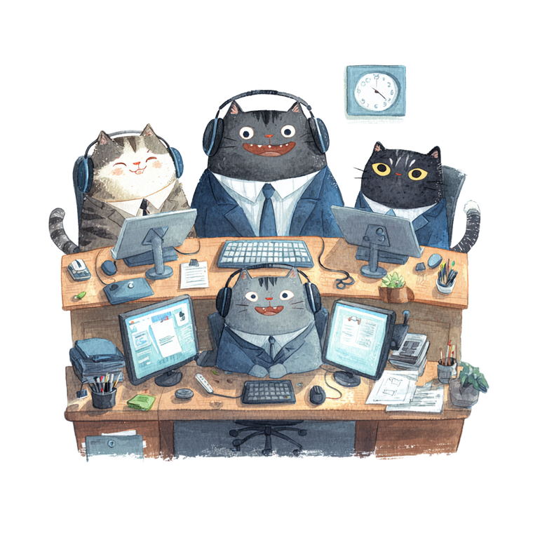 Cats In Office Vinyl Car Decal Sticker – Waterproof & UV-Resistant 3.4133333333333336"
