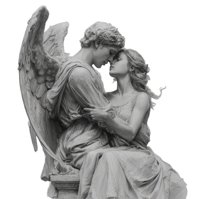 Archangel Embracing Woman Vinyl Car Decal Sticker – Waterproof & UV-Resistant 3.4133333333333336"