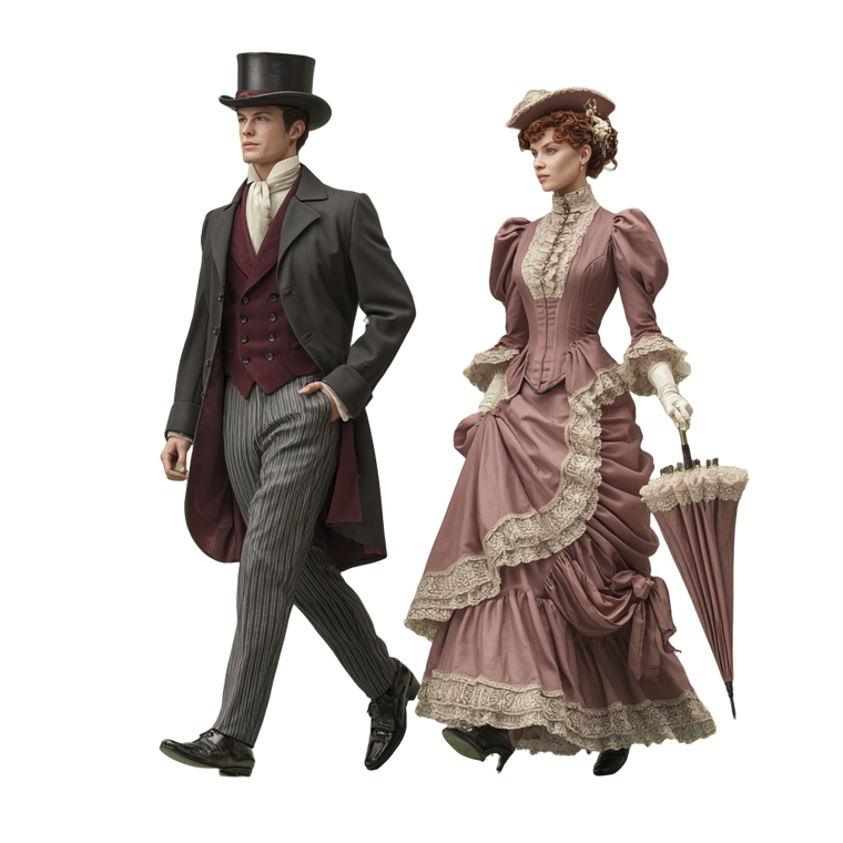 Victorian Couple Walking Vinyl Car Decal Sticker – Waterproof & UV-Resistant 6.826666666666667"