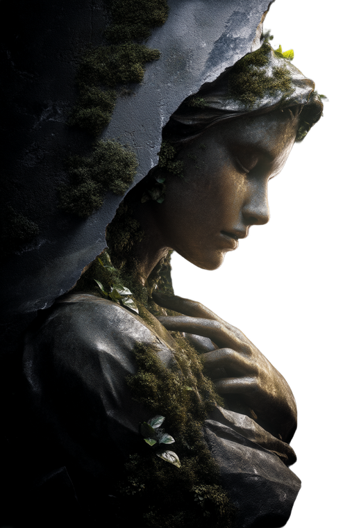 Mossy Marble Statue Vinyl Car Decal Sticker – Waterproof & UV-Resistant 4.4