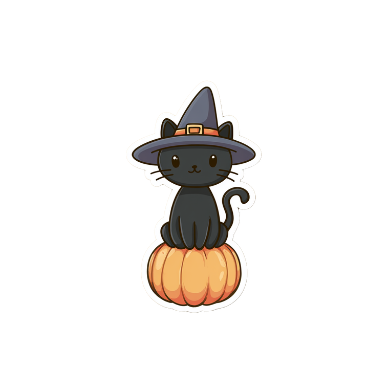 Witch Cat Pumpkin V8 Vinyl Car Decal Sticker – Waterproof & UV-Resistant 6.826666666666667"