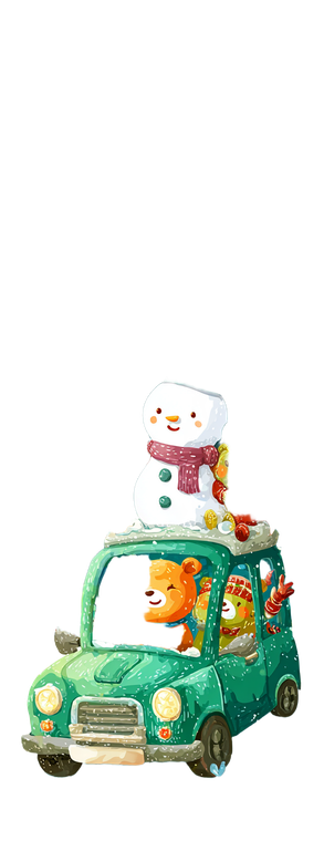 Snowman Driving Car Vinyl Car Decal Sticker – Waterproof & UV-Resistant 5.8133333333333335"