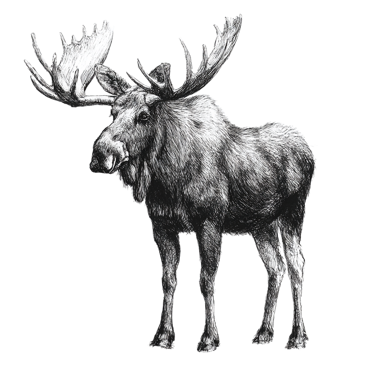 Moose Sketch Vinyl Car Decal Sticker – Waterproof & UV-Resistant 6.826666666666667"