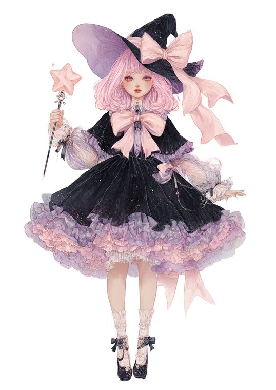 Pastel Witch Girl Vinyl Car Decal Sticker – Waterproof & UV-Resistant 4.373333333333333"