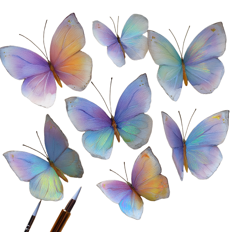 Pastel Iridescent Butterflies Vinyl Car Decal Sticker – Waterproof & UV-Resistant 3.4133333333333336"