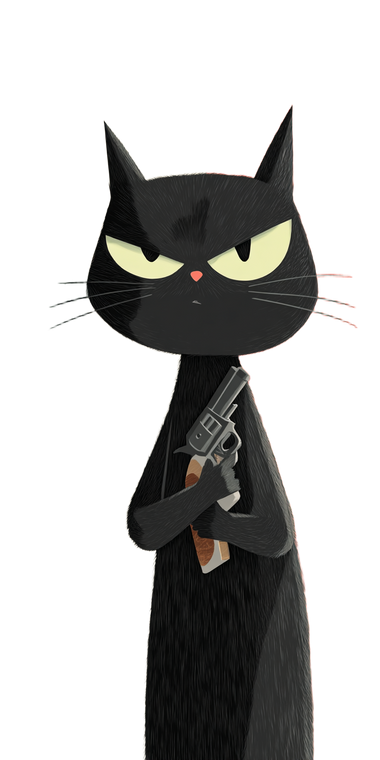 Armed Animated Cat Vinyl Car Decal Sticker – Waterproof & UV-Resistant 10.2