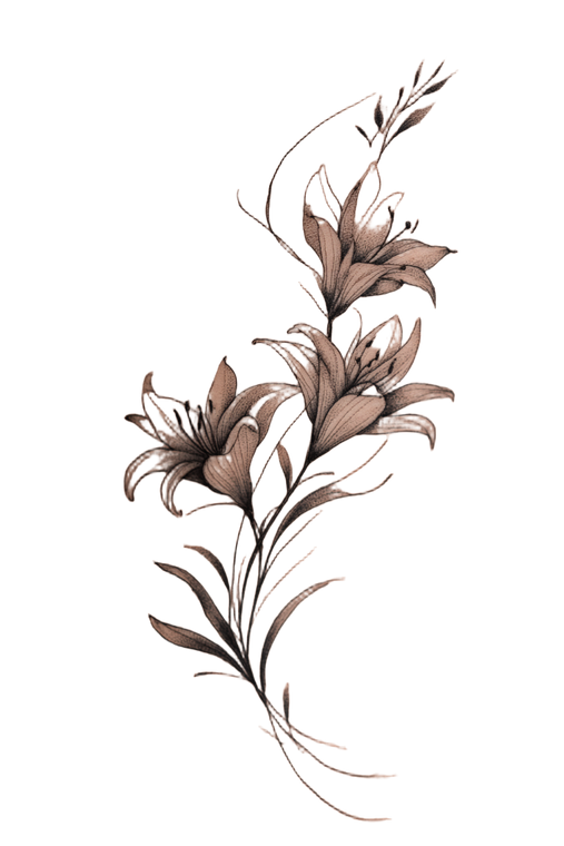 Lily Tattoo Design V2 Vinyl Car Decal Sticker – Waterproof & UV-Resistant 8.96"