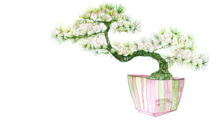 L-Shaped Bonsai Vinyl Car Decal Sticker – Waterproof & UV-Resistant 5.4