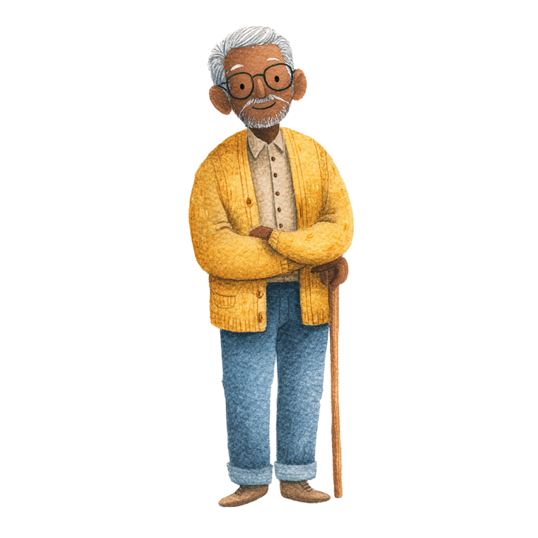 Elderly Storybook Character Vinyl Car Decal Sticker – Waterproof & UV-Resistant 6.826666666666667"