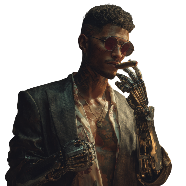 Cyberpunk Cartel Man Vinyl Car Decal Sticker – Waterproof & UV-Resistant 3.4133333333333336"