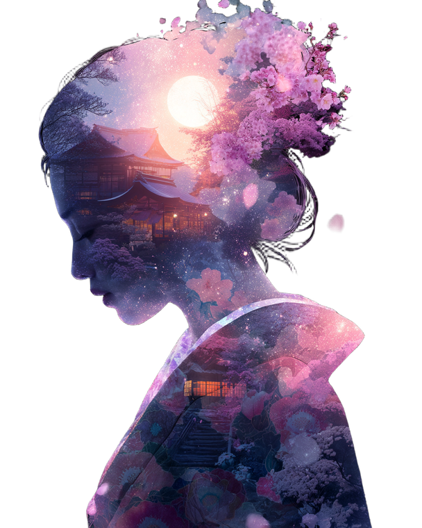 Geisha Silhouette Illustration Vinyl Car Decal Sticker – Waterproof & UV-Resistant 8.0"