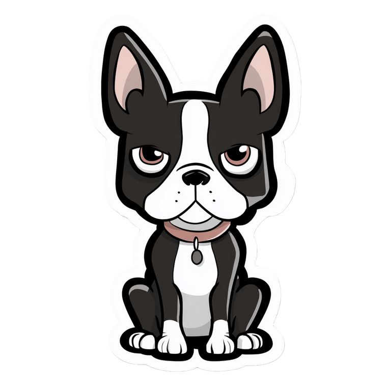 Cartoon Boston Terrier V3 Vinyl Car Decal Sticker – Waterproof & UV-Resistant 3.4133333333333336"
