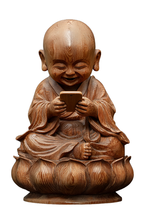 Wooden Monk Statue Vinyl Car Decal Sticker – Waterproof & UV-Resistant 4.4