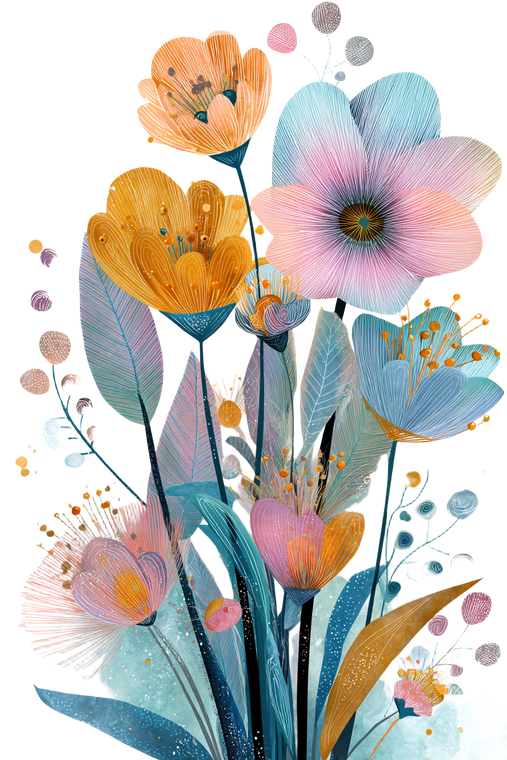 Abstract Floral Bouquet V2 Vinyl Car Decal Sticker – Waterproof & UV-Resistant 8.96"