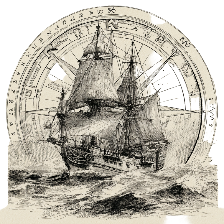 Compass And Ship Vinyl Car Decal Sticker – Waterproof & UV-Resistant 6.826666666666667"