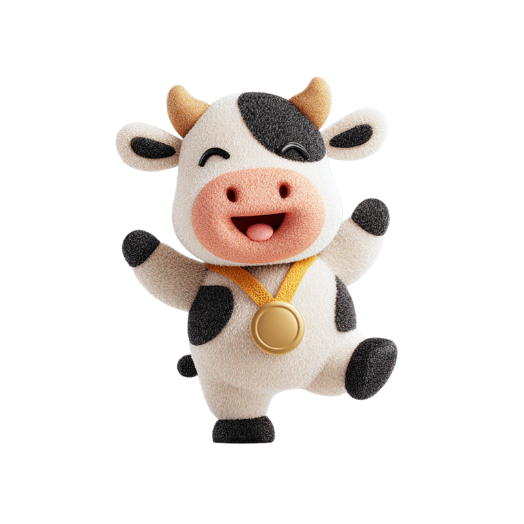 Cartoon Cow Medal Vinyl Car Decal Sticker – Waterproof & UV-Resistant 3.4133333333333336"