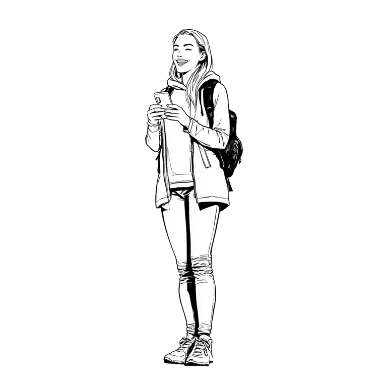 Woman Holding Phone V2 Vinyl Car Decal Sticker – Waterproof & UV-Resistant 3.4133333333333336"
