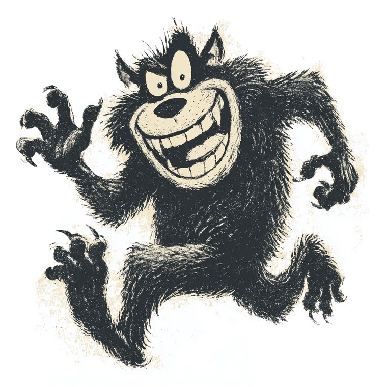 Vintage Cartoon Wolfman Vinyl Car Decal Sticker – Waterproof & UV-Resistant 6.826666666666667"