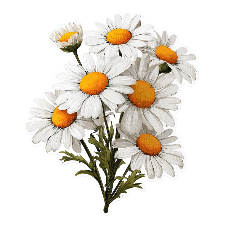 Illustrated Daisy Sticker V3 Vinyl Car Decal Sticker – Waterproof & UV-Resistant 6.826666666666667"