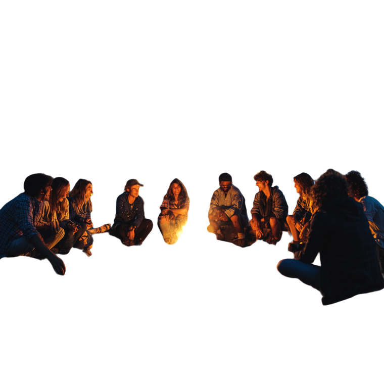Friends At Campfire V4 Vinyl Car Decal Sticker – Waterproof & UV-Resistant 3.4133333333333336"