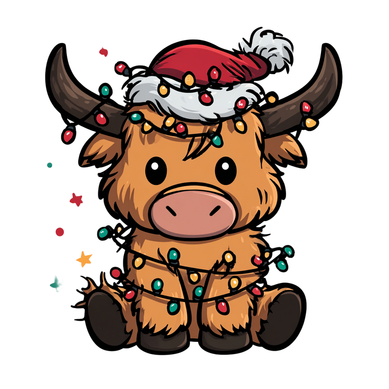 Festive Highland Cow V9 Vinyl Car Decal Sticker – Waterproof & UV-Resistant 3.4133333333333336"