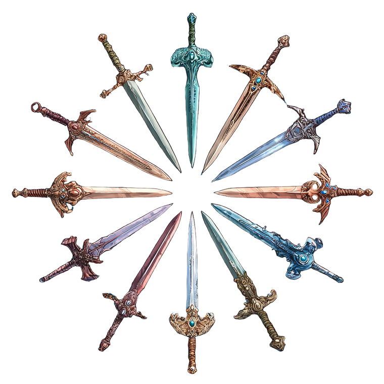 Magical Swords Circle Vinyl Car Decal Sticker – Waterproof & UV-Resistant 3.4133333333333336"