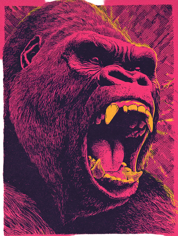 Angry Gorilla Risograph Vinyl Car Decal Sticker – Waterproof & UV-Resistant 4.1066666666666665"