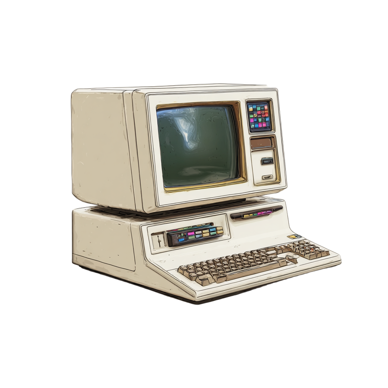 Vintage Computer Illustration Vinyl Car Decal Sticker – Waterproof & UV-Resistant 6.826666666666667"