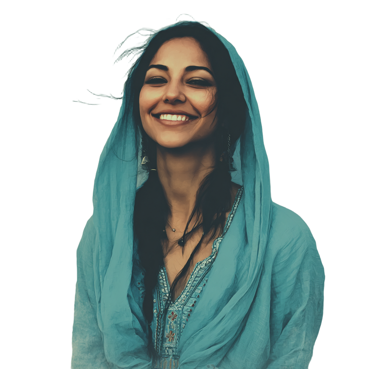 Joyful Arabian Woman Vinyl Car Decal Sticker – Waterproof & UV-Resistant 3.4133333333333336"