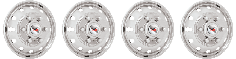 4x Mirrored Stainless Steel Wheel Simulator Set | Fits 2015-2019 Ford Transit-350/350 HD | Bolt-On, Polished, Durable