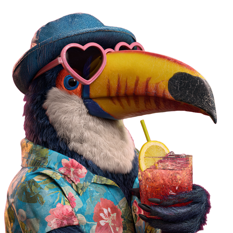 Stylish Toucan Sipping Vinyl Car Decal Sticker – Waterproof & UV-Resistant 6.826666666666667"