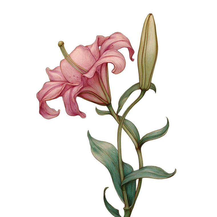 Pink Lily Bud Vinyl Car Decal Sticker – Waterproof & UV-Resistant 3.4133333333333336"