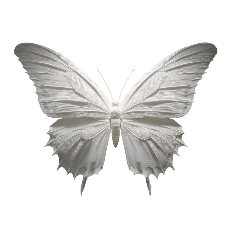 Brutalist Butterfly Sculpture Vinyl Car Decal Sticker – Waterproof & UV-Resistant 6.826666666666667"