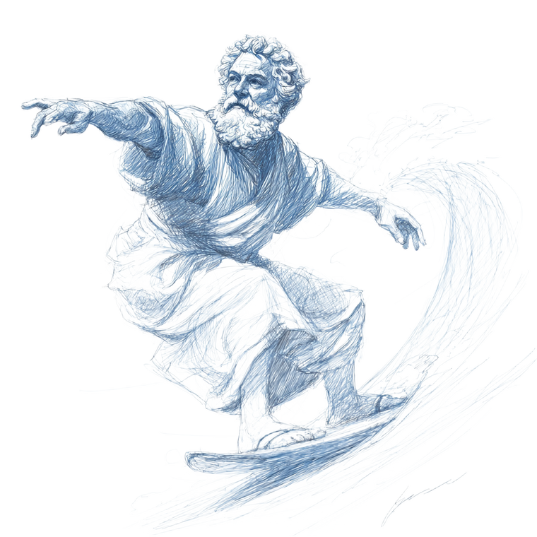 Philosopher Surfing Vinyl Car Decal Sticker – Waterproof & UV-Resistant 3.4133333333333336"