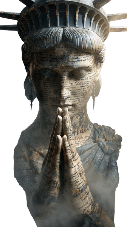 Praying Lady Liberty Vinyl Car Decal Sticker – Waterproof & UV-Resistant 4.8533333333333335"