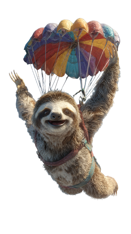 Parachuting Sloth Vinyl Car Decal Sticker – Waterproof & UV-Resistant 9.706666666666667"