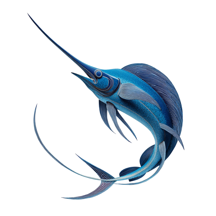 Curved Swordfish Swimming Vinyl Car Decal Sticker – Waterproof & UV-Resistant 6.826666666666667"
