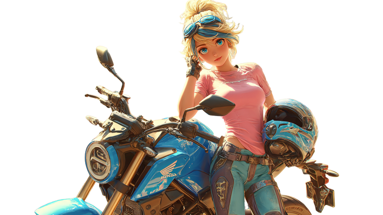Anime Girl With Motorbike Vinyl Car Decal Sticker – Waterproof & UV-Resistant 2.72"