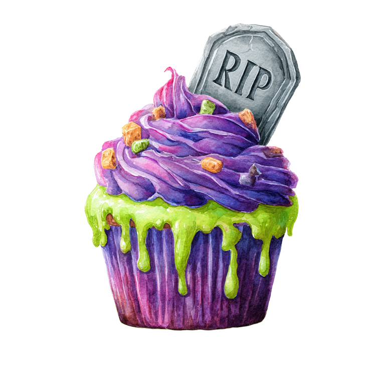 Spooky Cupcake Illustration V3 Vinyl Car Decal Sticker – Waterproof & UV-Resistant 3.4133333333333336"