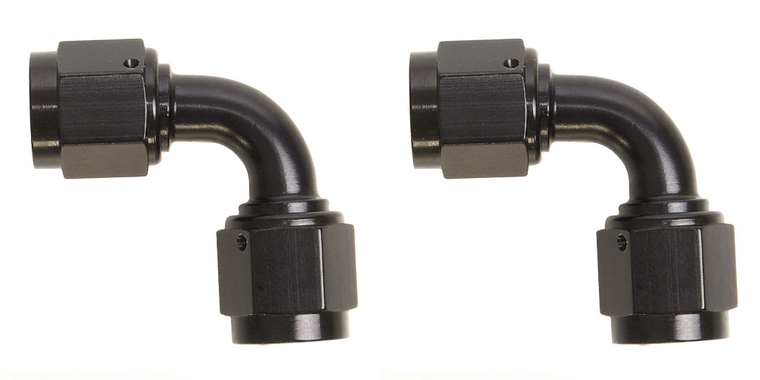 2x SpeedFX -10AN Black Aluminum 90 Degree Coupler Fitting | Full Swivel | Lightweight | Leak Proof | Made in U.S.A