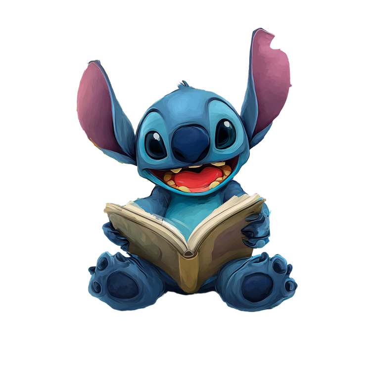 Stitch Reading Book Vinyl Car Decal Sticker – Waterproof & UV-Resistant 3.4133333333333336"