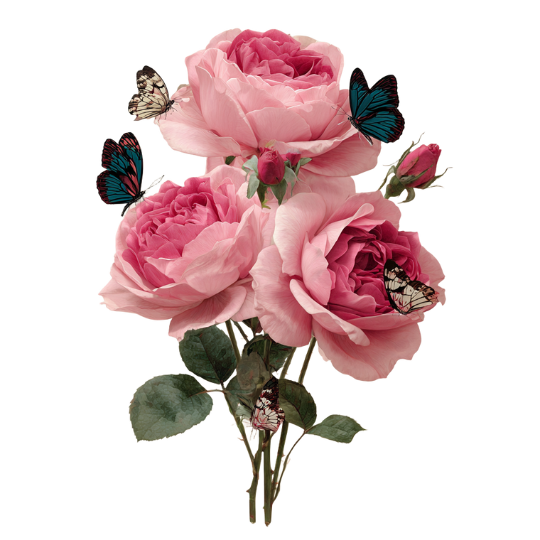 Pink Roses Butterflies Vinyl Car Decal Sticker – Waterproof & UV-Resistant 3.4133333333333336"